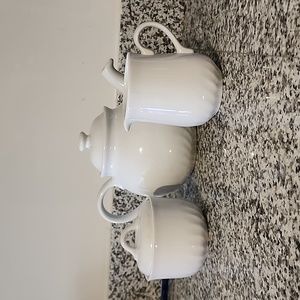 Corelle Full Size Teapot, Sugar Dish, and Creamer set